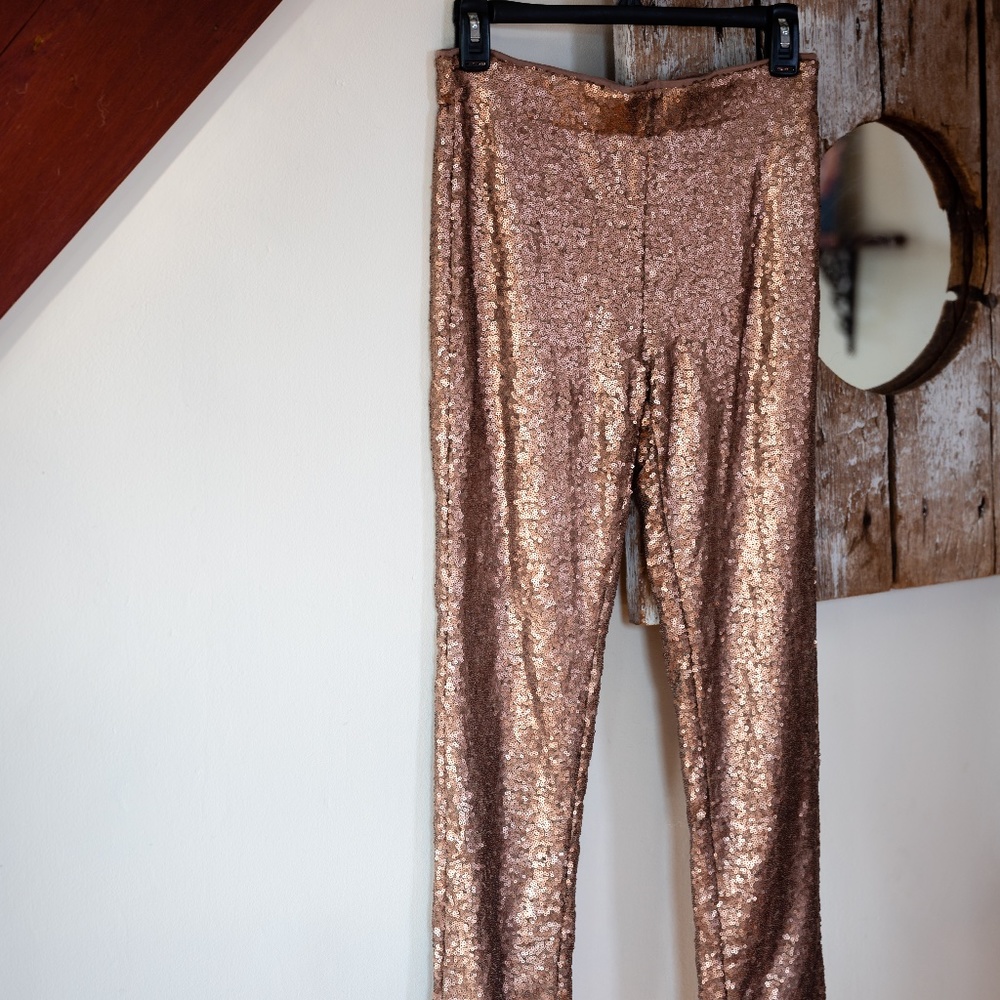 Copper Sequin Slim Fit Leggings! High Rise Sz M Like New